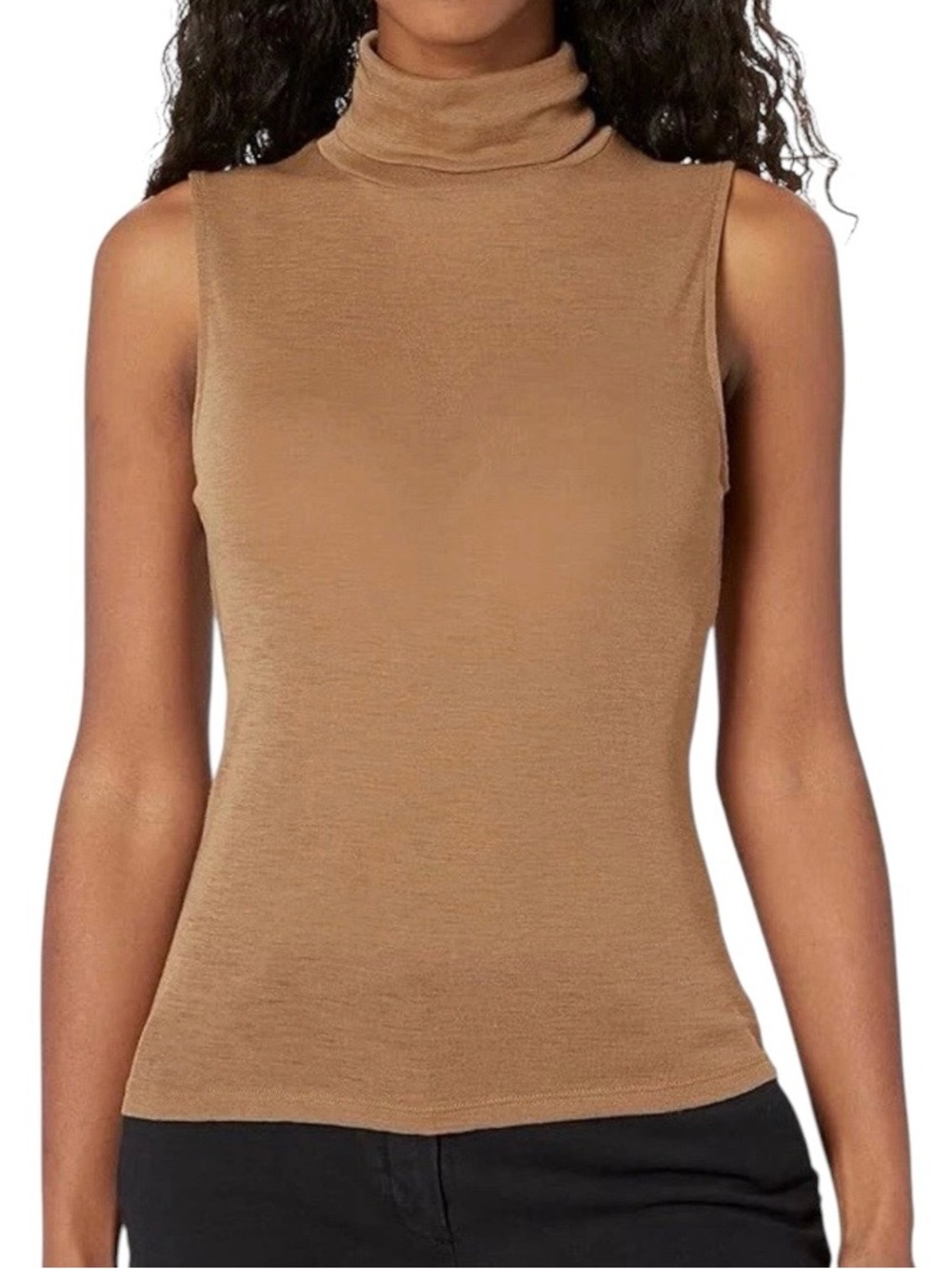 Vince Wool Sleeveless Turtleneck Shell Top Dark Taupe Size L